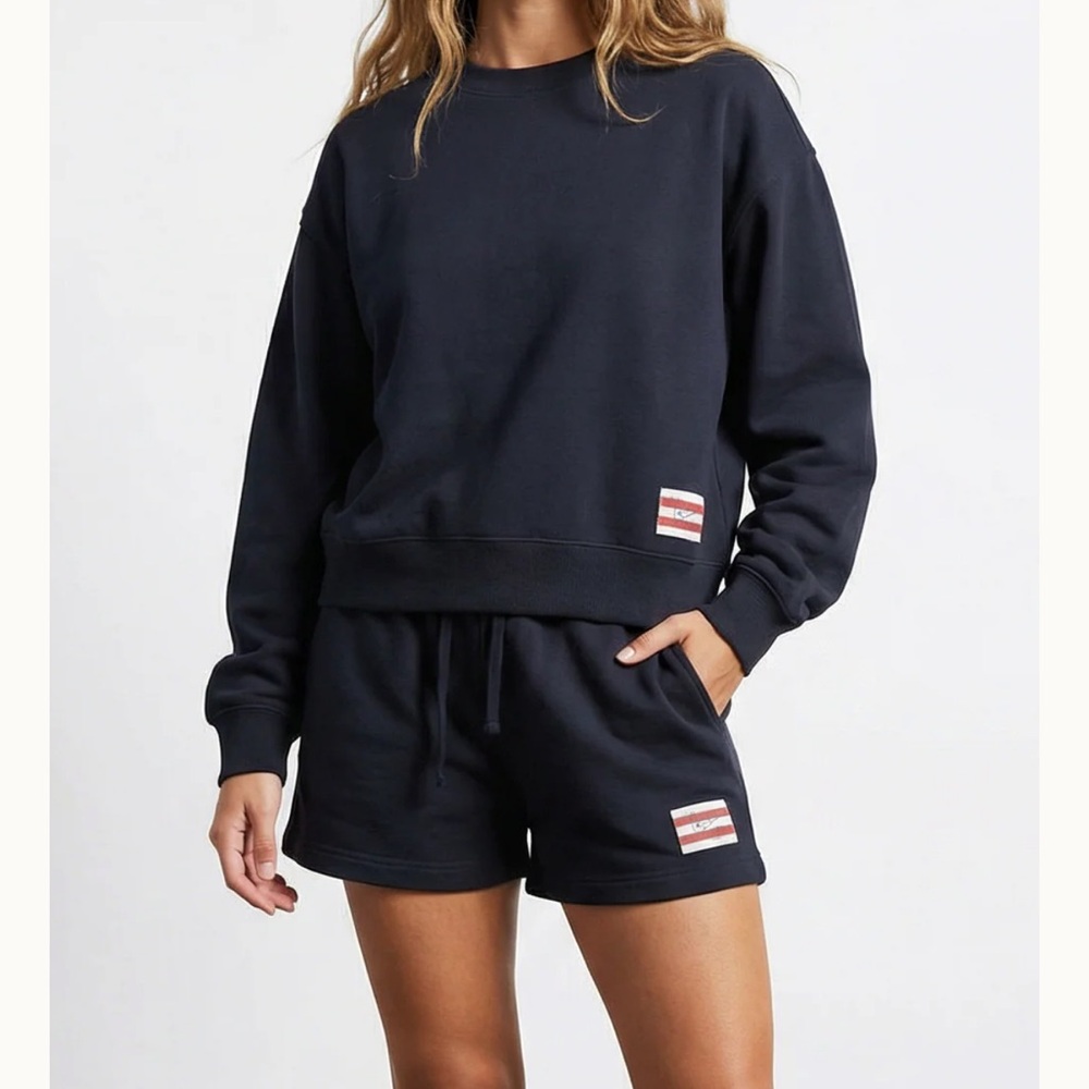 Navy Sweatshirt and Pants Set with Patch Detail